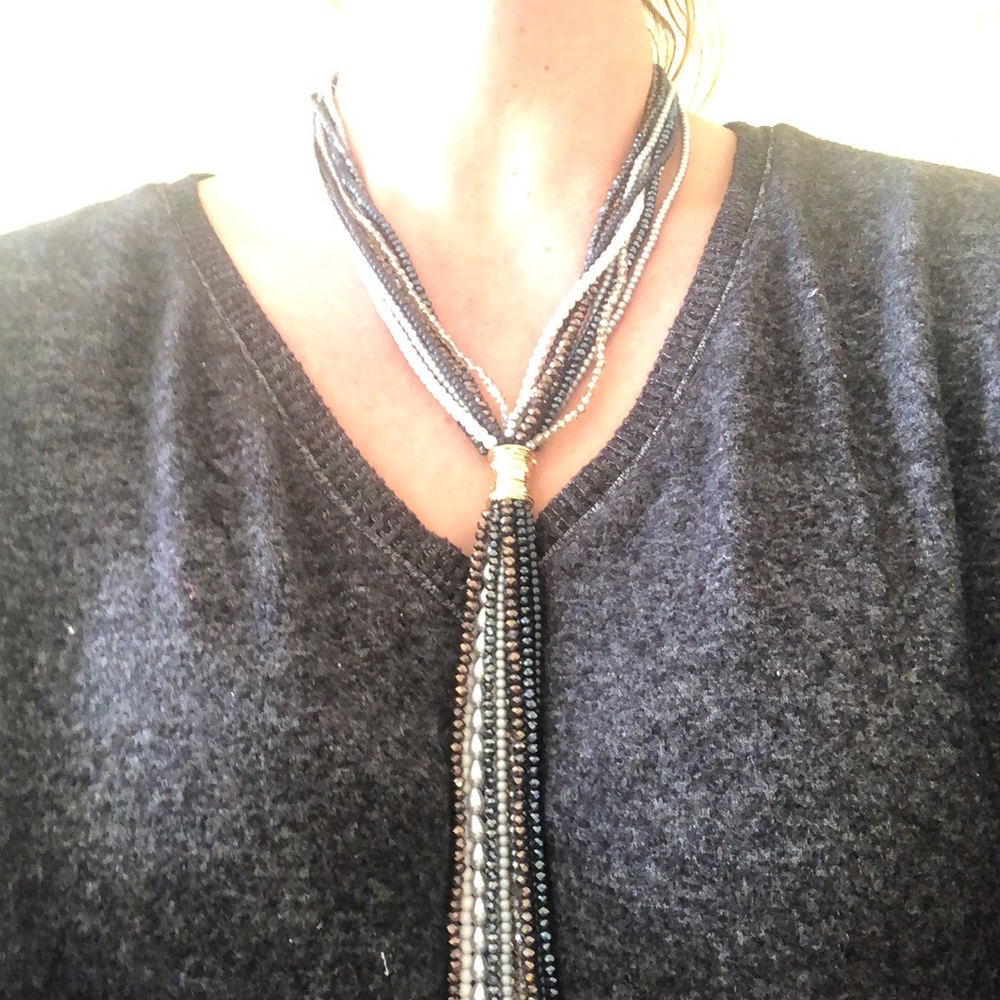 Crystal bead and pearl bolero necklace